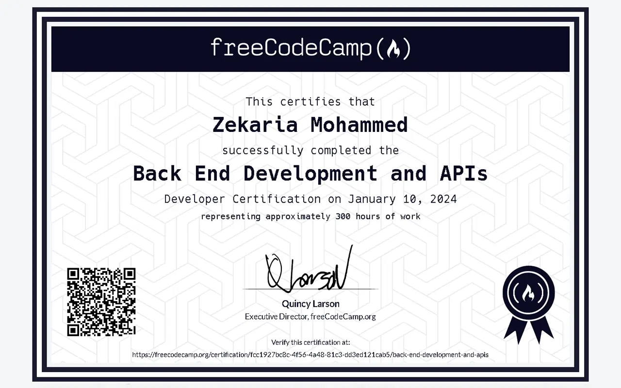 FreeCodeCamp Backend Certification